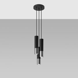Lampe suspendue LOOPEZ 3P noir/chrome