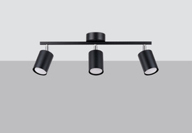 Plafond LEMMI 3 noir 3x ampoule LED GU-10 4000K froid 7W 530lm