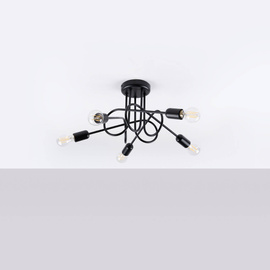 Lustre SUPEŁ 5 noir + 5X ampoule LED E27 3000K 7W 760lm