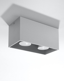 Plafond QUAD MAXI gris + 2x ampoule LED GU-10 4000K Froid 7W 630lm