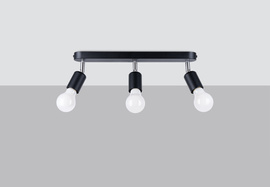 Plafond FORNES 3 noir + 3x ampoule LED E27 4000K Froid 7.5W 690lm