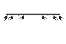 Plafond NERO 6 noir/chrome + 6x ampoule LED GU-10 4000K froid 7W 630lm