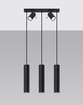 Lampe suspendue noire RING 3 + 5x ampoule LED GU-10 3000K Warm 7W 620lm