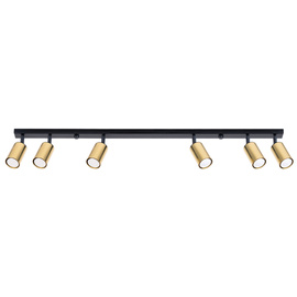 Plafond WINX 6L noir/doré + 6x ampoule LED GU-10 3000K Warm 7W 510lm