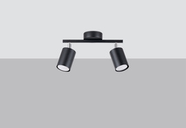 Plafond LEMMI 2 noir + 2x ampoule LED GU-10 3000K Warm 7W 510lm