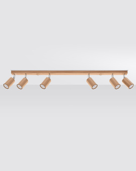 Plafond ZEKE 6 chênes + 6x ampoules LED GU-10 4000K Froid 7W 630lm