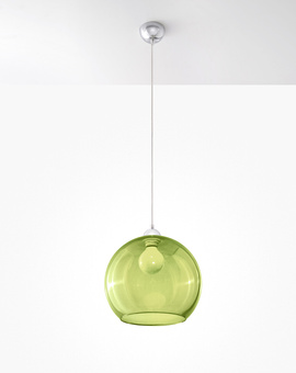 Lampe suspendue BALL verte + 1x ampoule LED E27 4000K froide 7,5W 650lm