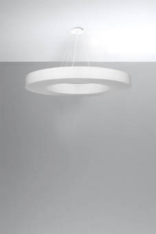 Lustre SATURNO SLIM 90 blanc + 8x ampoule LED E27 4000K Froid 7.5W 650lm