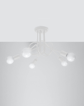 Lustre SUPEŁ 5 blanc + 5X ampoule LED E27 3000K 7W 760lm