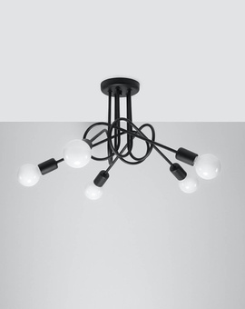 Lustre SUPEŁ 5 noir + 5x ampoule LED E27 3000K Warm 7,5W 620lm