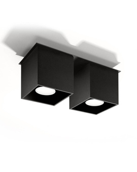 Plafond QUAD 2 noir + 2x ampoule LED GU-10 3000K Warm 7W 620lm