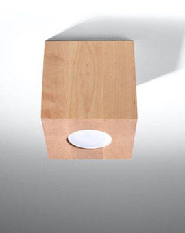 Plafond QUAD bois naturel + 1x ampoule LED GU-10 3000K Warm 7W 620lm