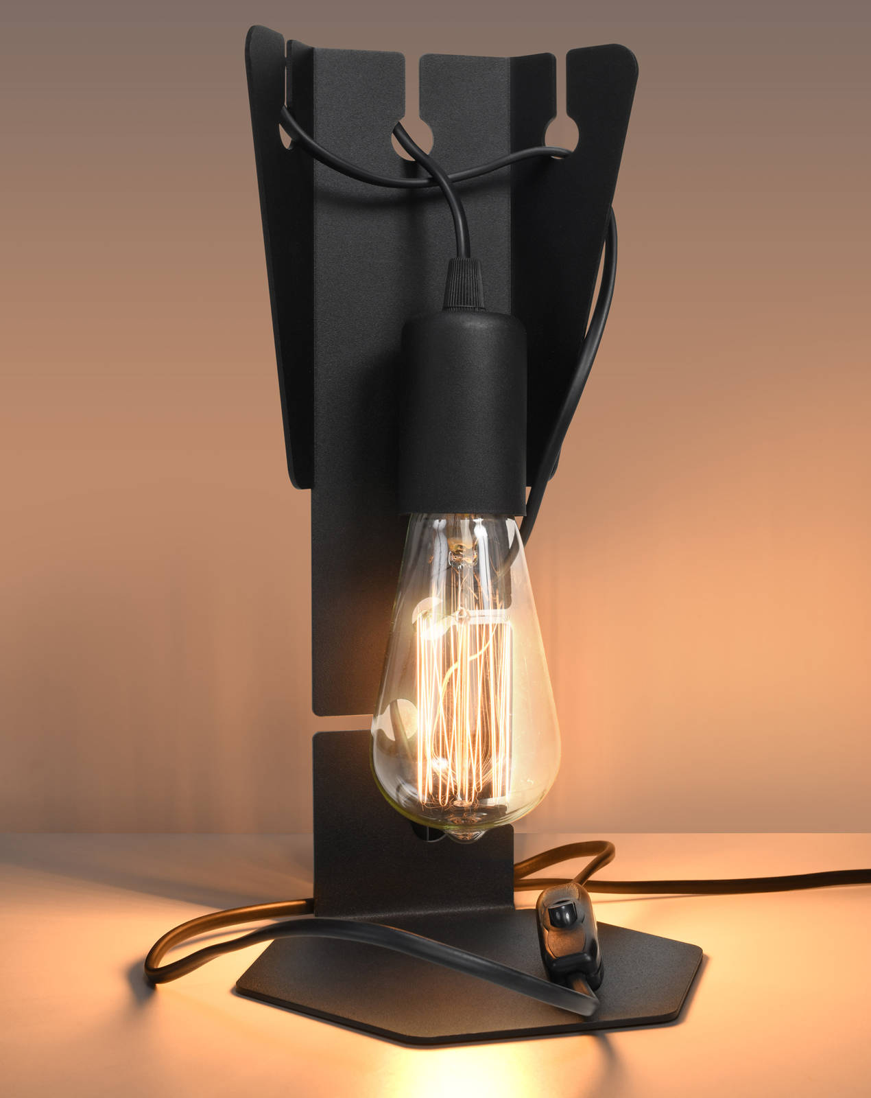 Lampe de bureau ARBY noir + 1x ampoule LED E27 3000K Warm 7.5W 620lm