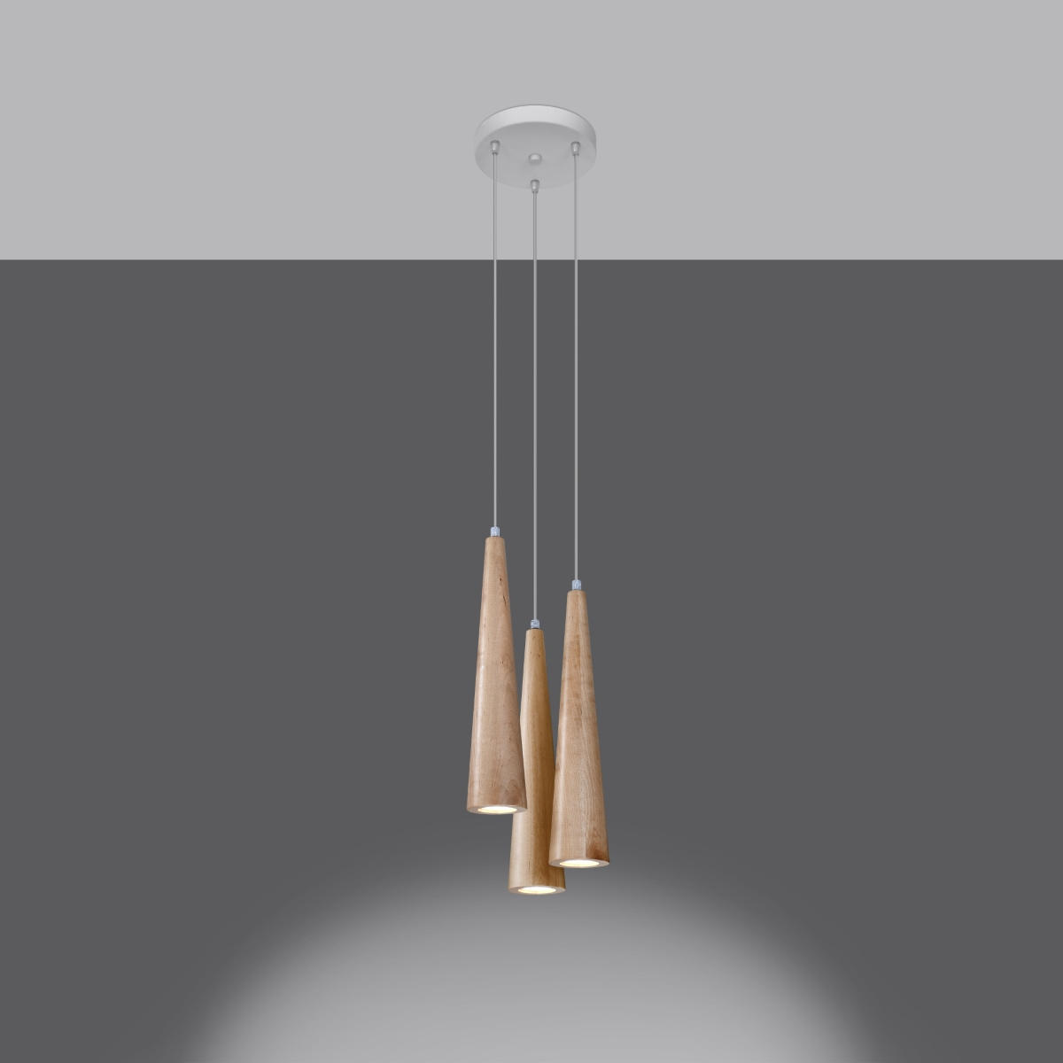 Lampe suspendue SULA 3P en bois naturel