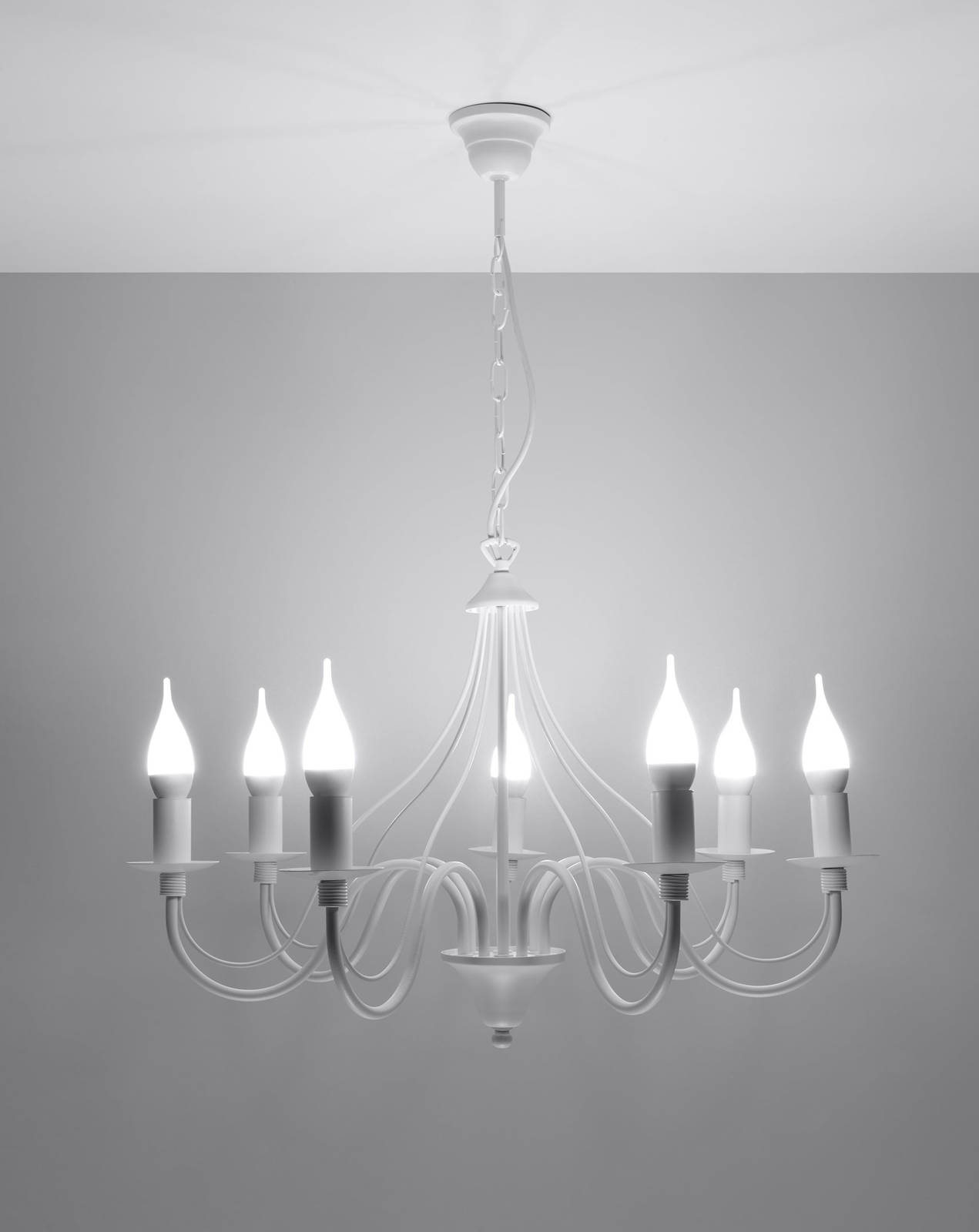 Lustre MINERWA 7 blanc + 7x ampoule LED E14 3000K Warm 7.5W 620lm