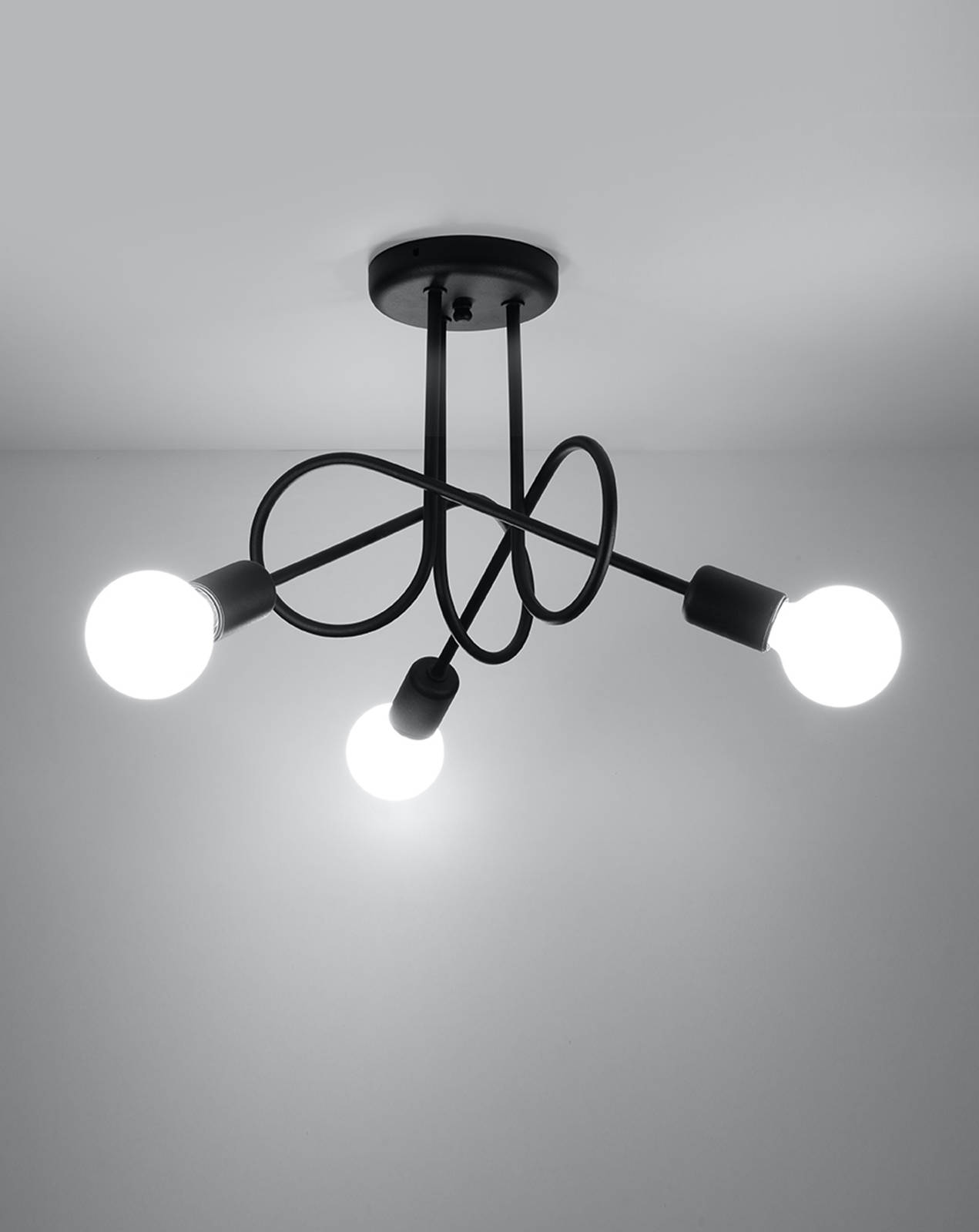 Lustre SUPEŁ 3 noir + 3x ampoule LED E27 3000K Warm 7,5W 620lm