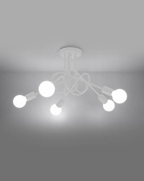 Lustre SUPEŁ 5 blanc + 5X ampoule LED E27 3000K 7W 760lm