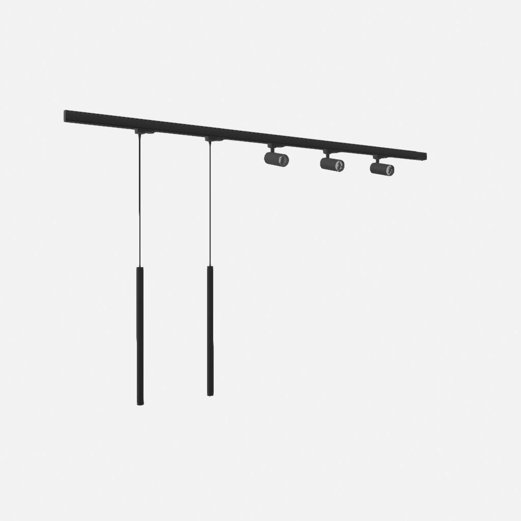 Plafonnier/suspension, 5 spots, système de rail triphasé, ISA 36W LED 3000K