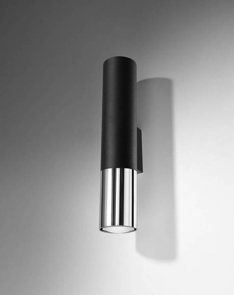 Applique LOOPEZ noir/chrome + 2x ampoule LED GU-10 3000K Warm 7W 620lm