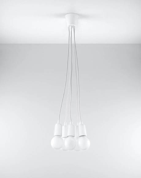 DIEGO 5 lampe suspendue blanche + 5 x ampoule LED E27 4000K froide 7,5W 650lm