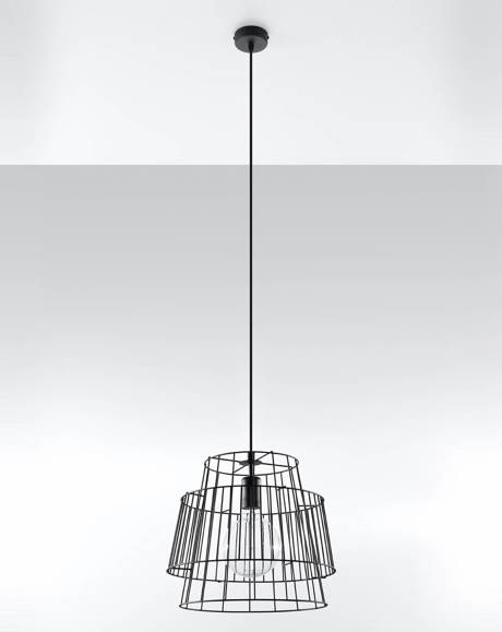 Lampe suspendue GATE noire + 1x ampoule LED E27 3000K Warm 7.5W 620lm