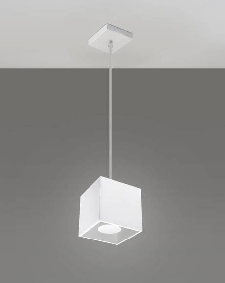 Lampe suspendue QUAD 1 blanche + 1x ampoule LED GU-10 4000K froide 7W 630lm