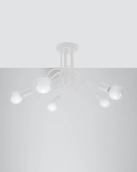 Lustre SUPEŁ 5 blanc + 5X ampoule LED E27 3000K 7W 760lm