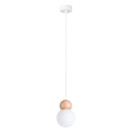 PEKKA 1 lampe suspendue blanc/bois naturel + 1x ampoule LED G9 4000K Cold 4,5W 460lm