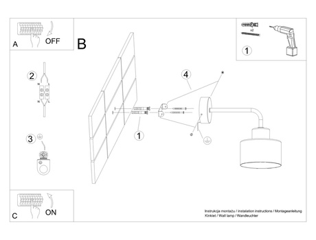 Applique SAVAR 1 noire + 1x ampoule LED E27 3000K Warm 7.5W 620lm
