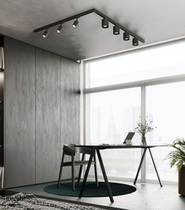 Plafonnier, 7 spots, système de rail triphasé, ORBIS/RING