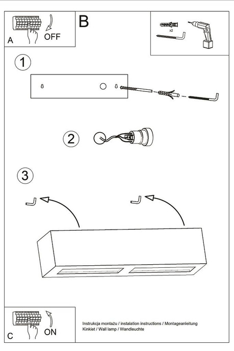 Applique céramique VEGA blanc + 1x ampoule LED E27 3000K Warm 7.5W 620lm