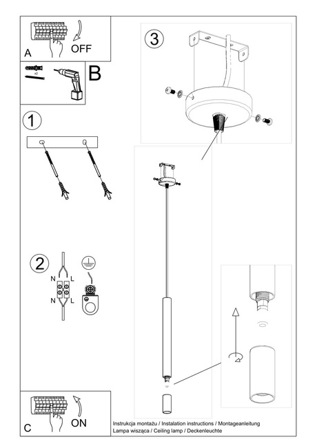 WEZYR 1 lampe suspendue blanche + 1x ampoule LED G9 3000K Warm 4,5W 510lm