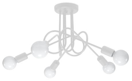 Lustre SUPEŁ 5 blanc + 5x ampoule LED E27 3000K Warm 7,5W 620lm