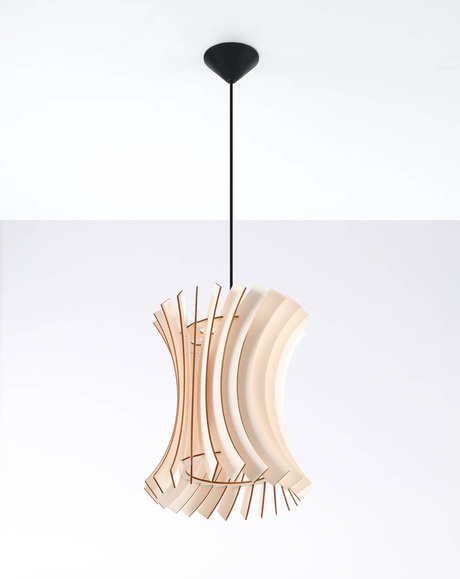 Lampe suspendue ORIANA bois naturel + 1x ampoule LED E27 3000K chaude 7.5W 620lm