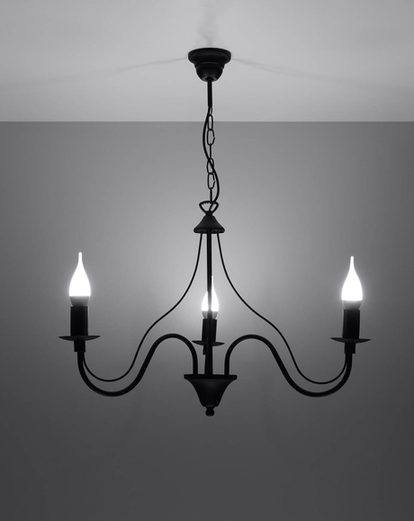 Lustre MINERWA 3 noir + 3x ampoule LED E14 3000K Warm 7.5W 620lm
