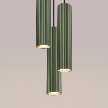 Lampe suspendue KARBON 3P vert olive