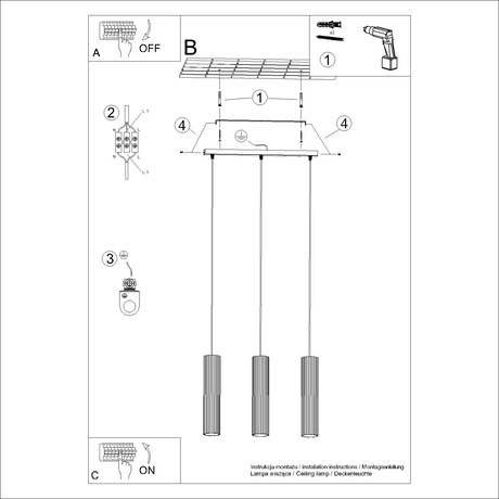 Lampe suspendue KARBON 3L taupe