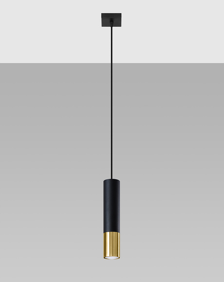 LOOPEZ 1 lampe suspendue noir/doré + 1x ampoule LED GU-10 3000K Warm 7W 620lm