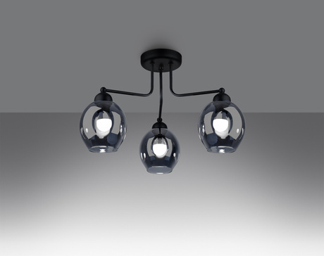 Lustre FILLAN 3 noir + 3x ampoule LED E27 4000K Froid 7,5W 690lm