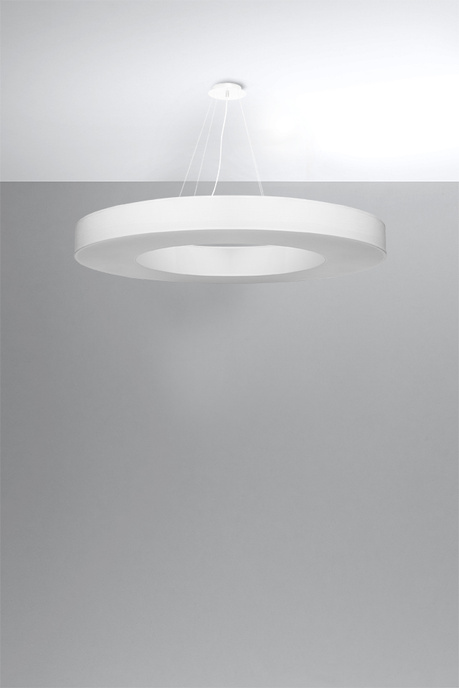 Lustre SATURNO SLIM 90 blanc + 8x ampoule LED E27 3000K Warm 7.5W 620lm