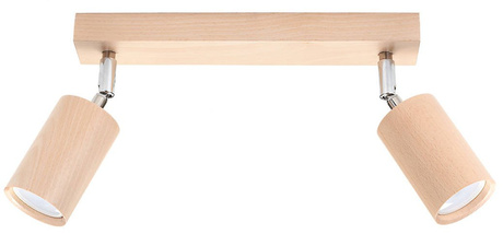 Plafond BERG 2 bois naturel + 2x ampoule LED GU-10 4000K Froid 7W 630lm