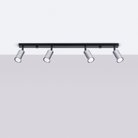 Plafond WINX 4L noir/chrome + 4x ampoule LED GU-10 3000K Warm 7W 510lm