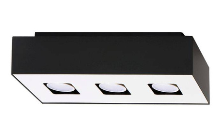 Plafond MONO 3 noir + 3x ampoule LED GU-10 4000K Froid 7W 630lm