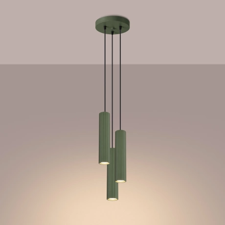Lampe suspendue KARBON 3P vert olive