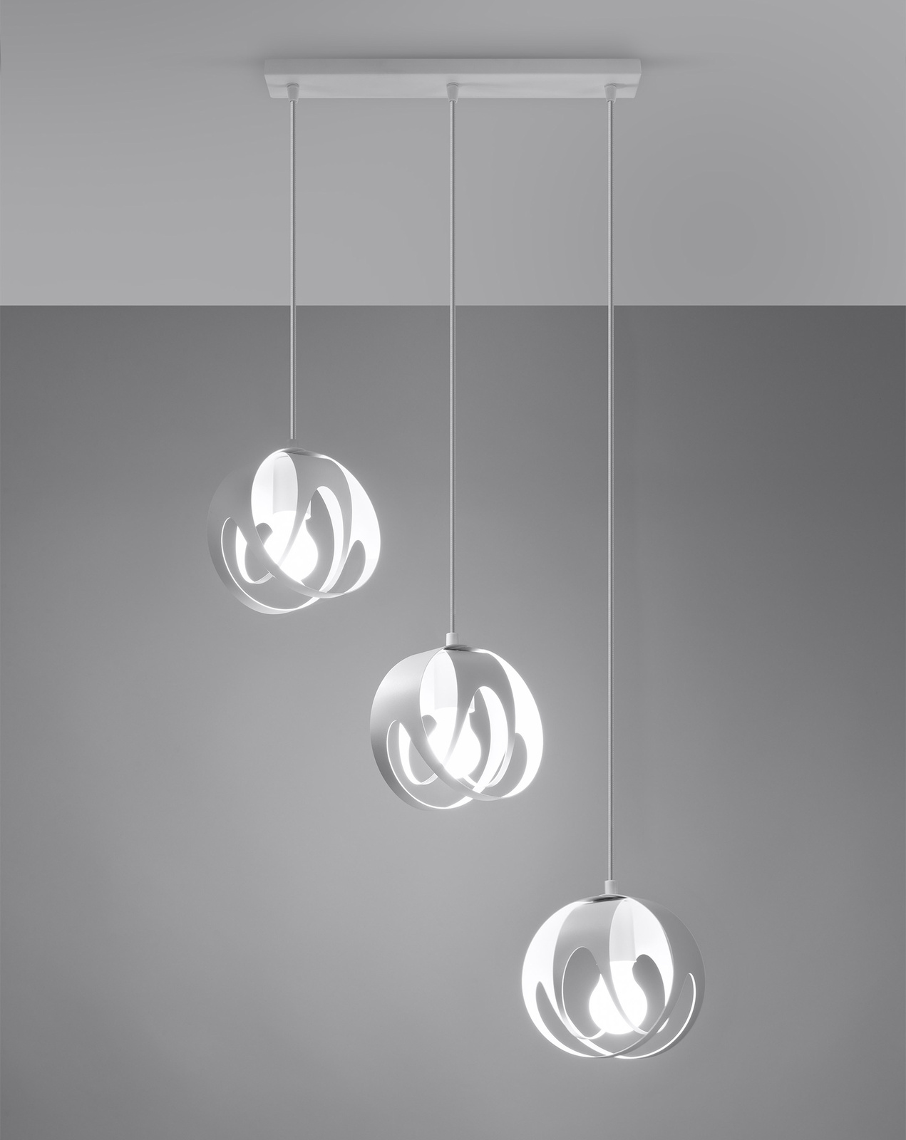 TULOS 3L lampe suspendue blanche + 3x ampoule LED E27 3000K Warm 7.5W 620lm