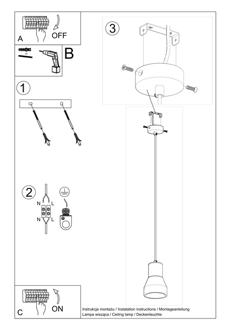 QUBIC lampe suspendue grise + 1x ampoule LED E27 3000K Warm 7.5W 620lm