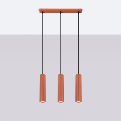 Lampe suspendue KARBON 3L rouge ocre
