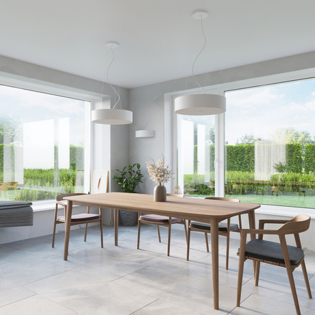 Plafond SKALA 80 blanc + 6x ampoule LED E27 3000K Warm 7.5W 620lm