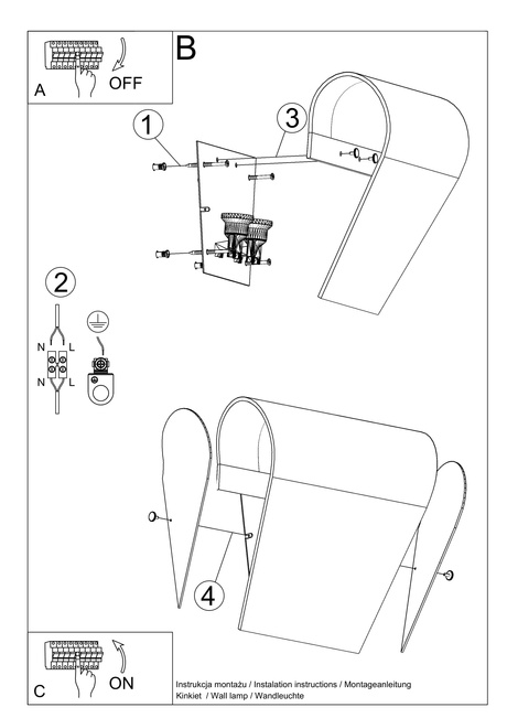 Applique CLINO 2 + 2x ampoule LED E27 3000K Warm 7.5W 620lm