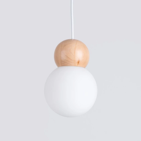 Lampe suspendue PEKKA 1 blanc/bois naturel